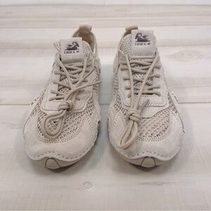 NWOB Dbeck Arch Airwalker Beige Suede/Mesh Lace-Up Lightweight Walking Shoe Sz39